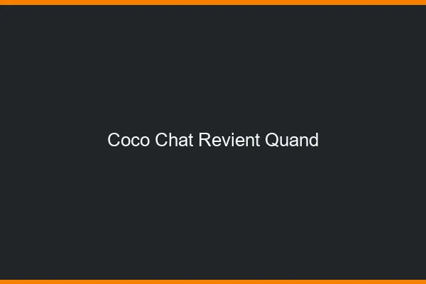 Coco chat revient quand ?